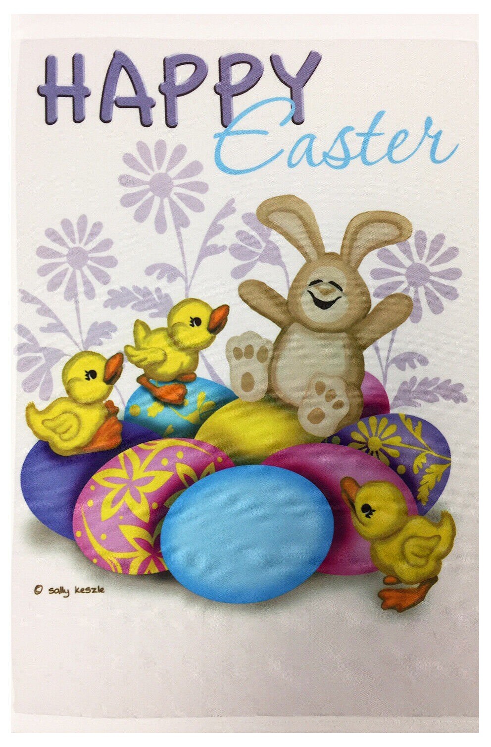 Happy Easter Decorative Garden Flag12"X18" Happy Easter Sign Easter Bunny & Eggs