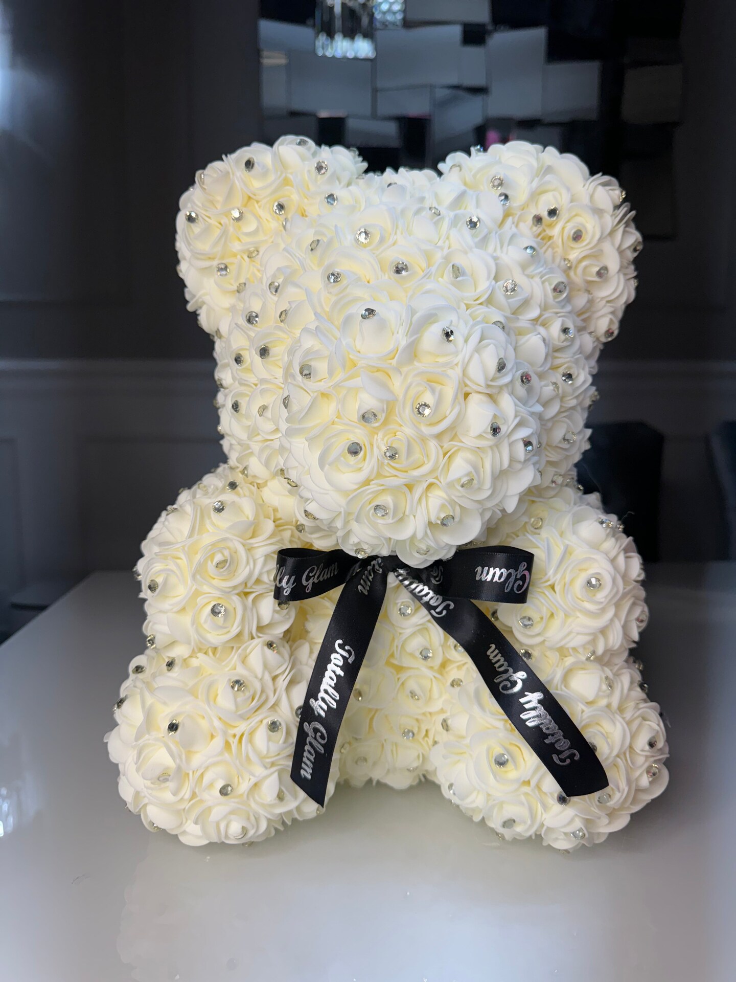 Ollie Totally Glam Diamond Rose Bear Rhinestone Flowers Mother&#x27;s day gift