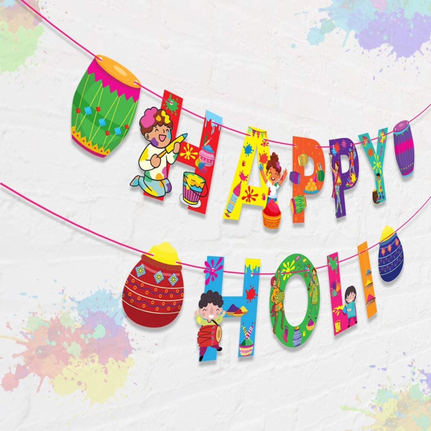 Happy Holi Banners Indian Festival Colorful Bunting Diy Festival of Colors Holi Decorations Home Indoor Outdoor Decoration Bollywood Party Supplies Home Decor Holi Ideas