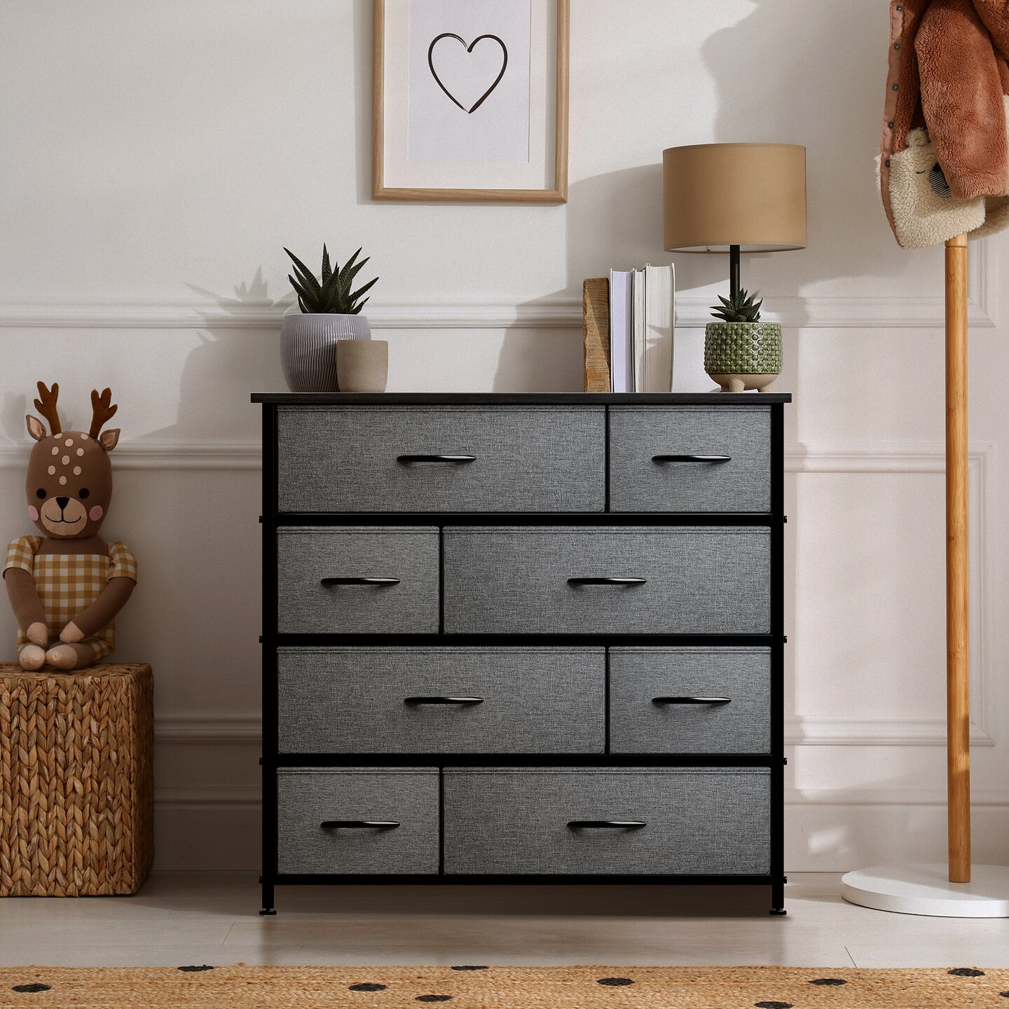 Sorbus Dresser with 8 Drawers - Storage Chest Organizer with Steel Frame, Wood Top, Handles, Fabric Bins