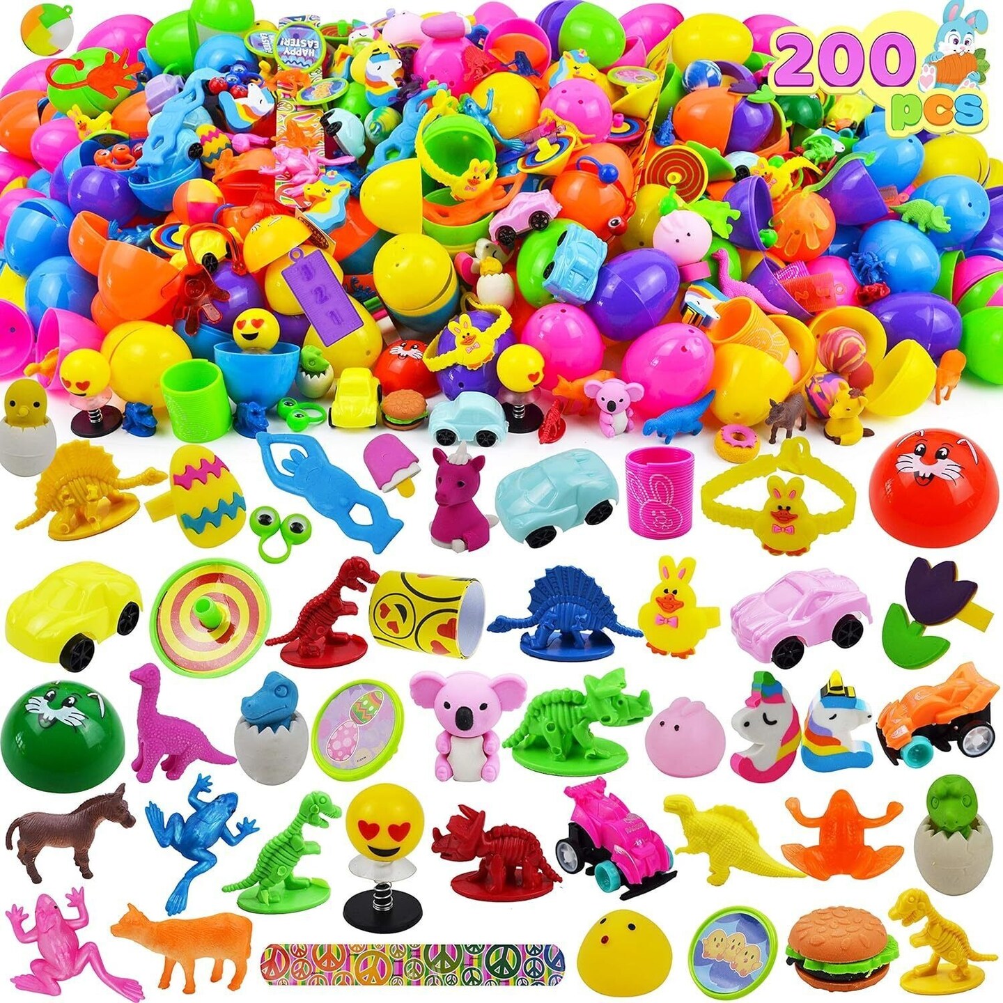 200 PCS Prefilled Easter Eggs with Assorted Toys for Easter Egg Hunt Party Favor