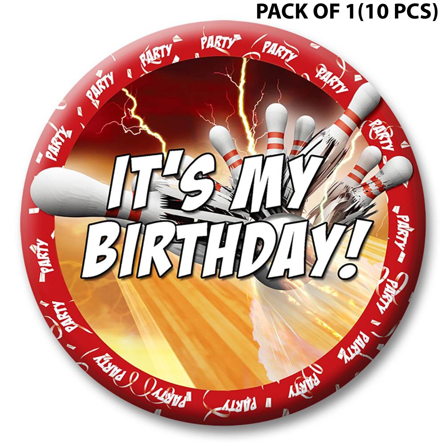 Bowling Thunder Themed Button - It's My Birthday | 2 1/4 Inch Party Favors | RAHEEV®