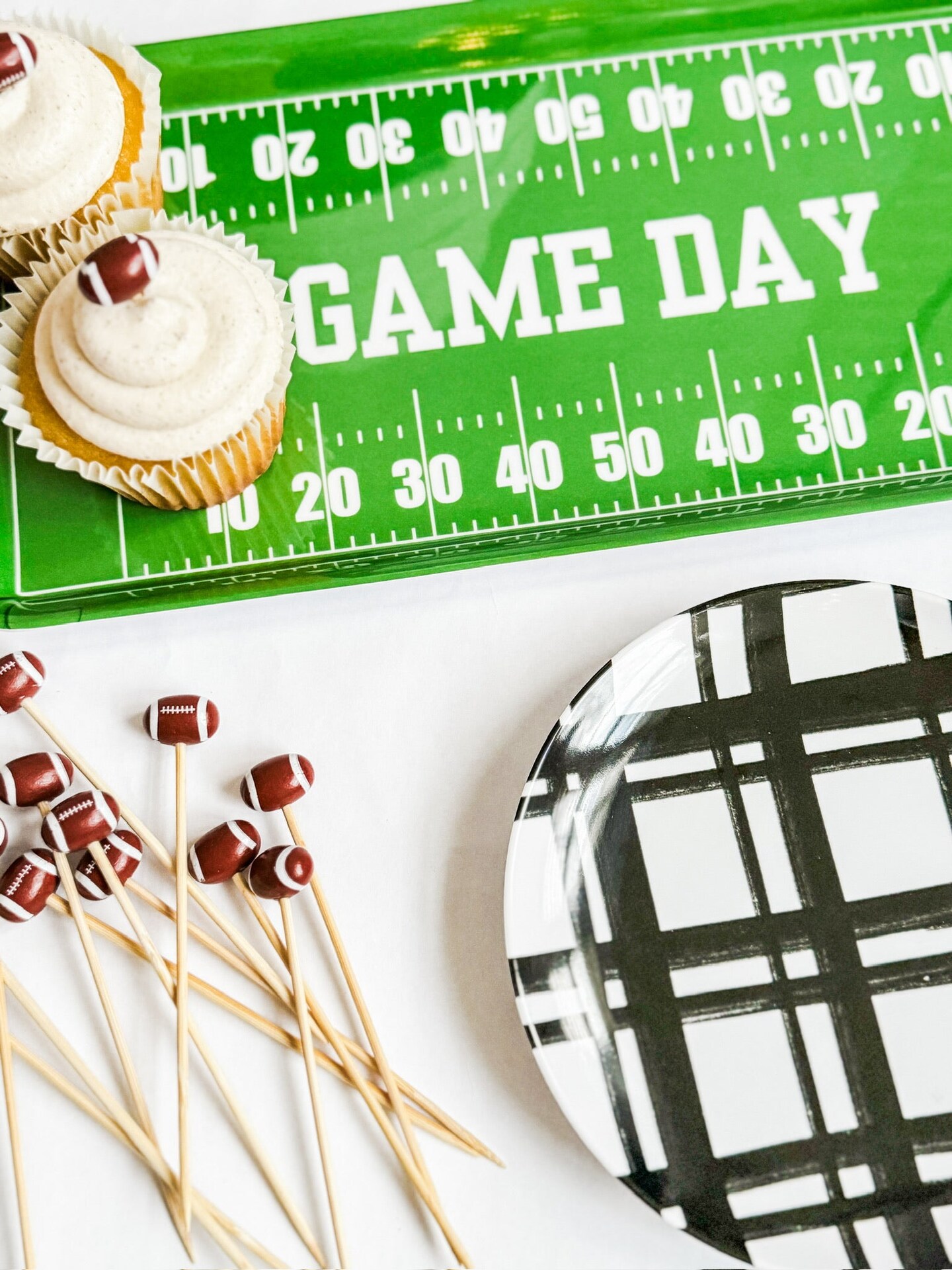 Green Football GameDay Melamine Party Food & Small Charcuterie Tray