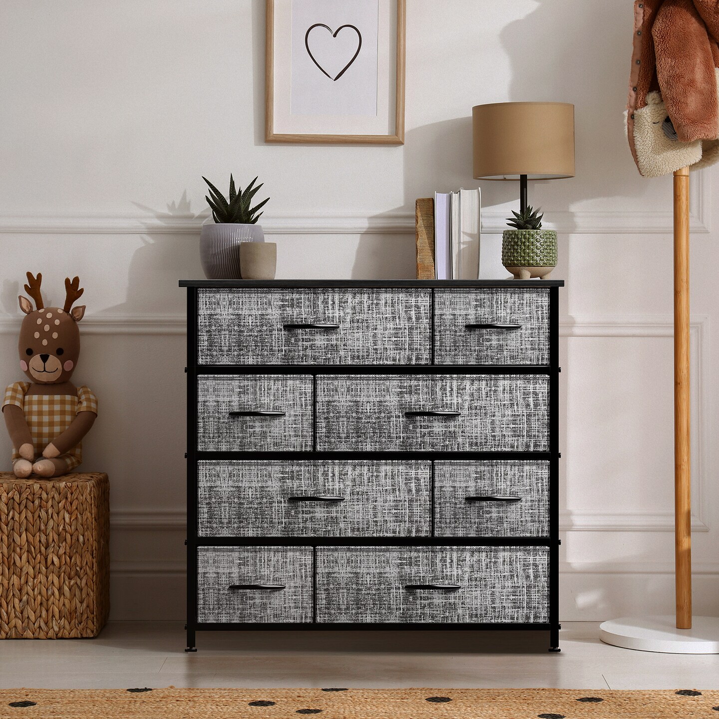 Sorbus Dresser with 8 Drawers - Storage Chest Organizer with Steel Frame, Wood Top, Handles, Fabric Bins