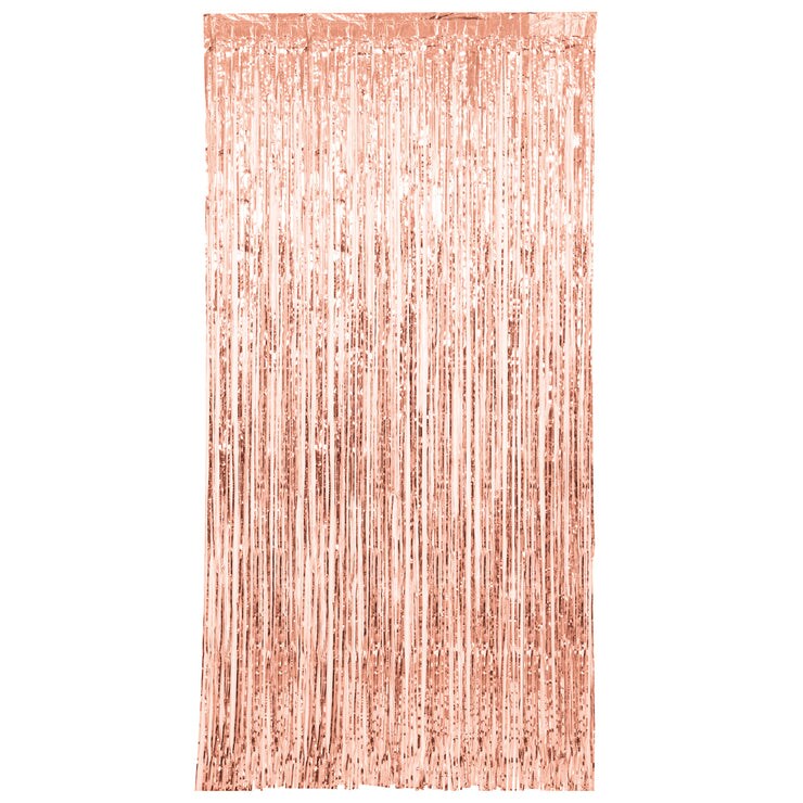 Rose Gold Foil Fringe Door Curtain, 3.25ft x 6.5ft, 1ct