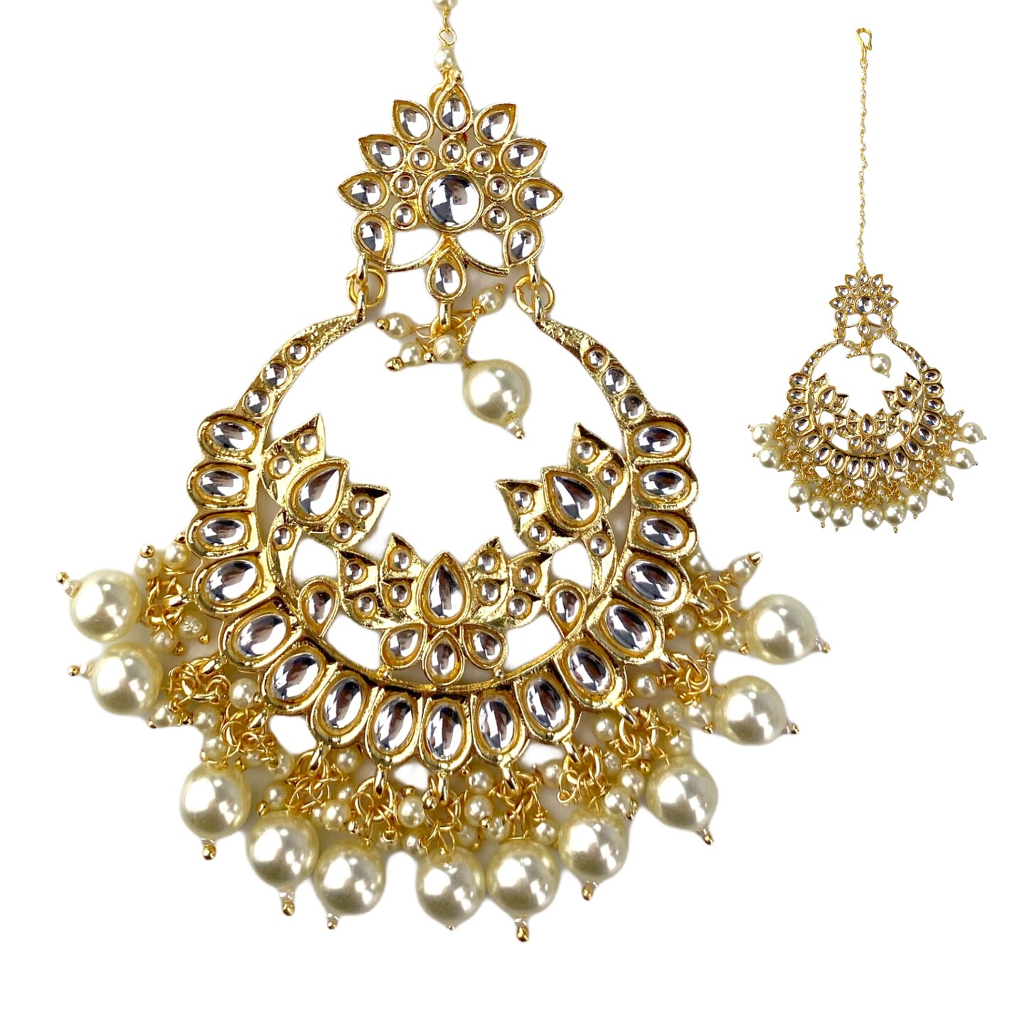 Kundan Maang Tikka Gold Plated Maang Tika Indian Traditional Maang ...