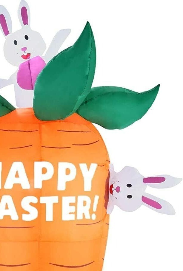 6 FT Easter Inflatable Carrot and Bunny Blow Up Easter Decor with Build-in LEDs