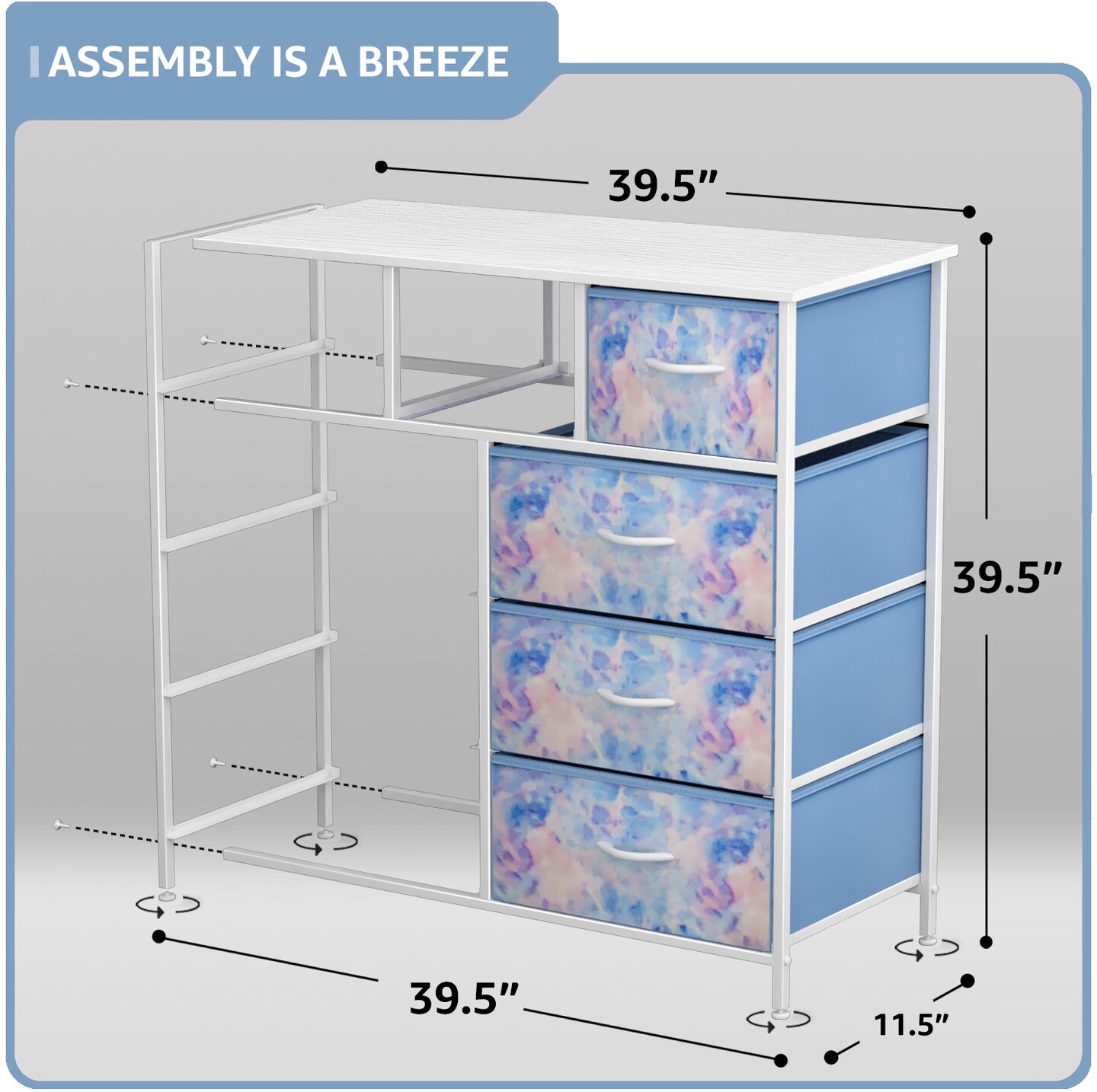 Sorbus Dresser with 9 Drawers - Furniture Storage Chest Tower Unit for Bedroom, Closet, etc - Steel Frame, Wood Top, Fabric Bins