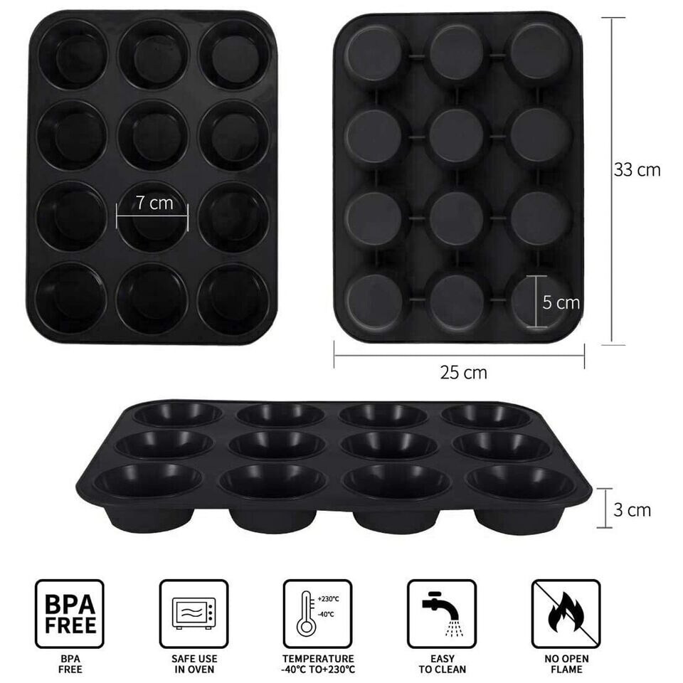 12 Cup Nonstick Steel Mini Muffin Tin Cake Pan Baking Mold for Muffins Cupcakes