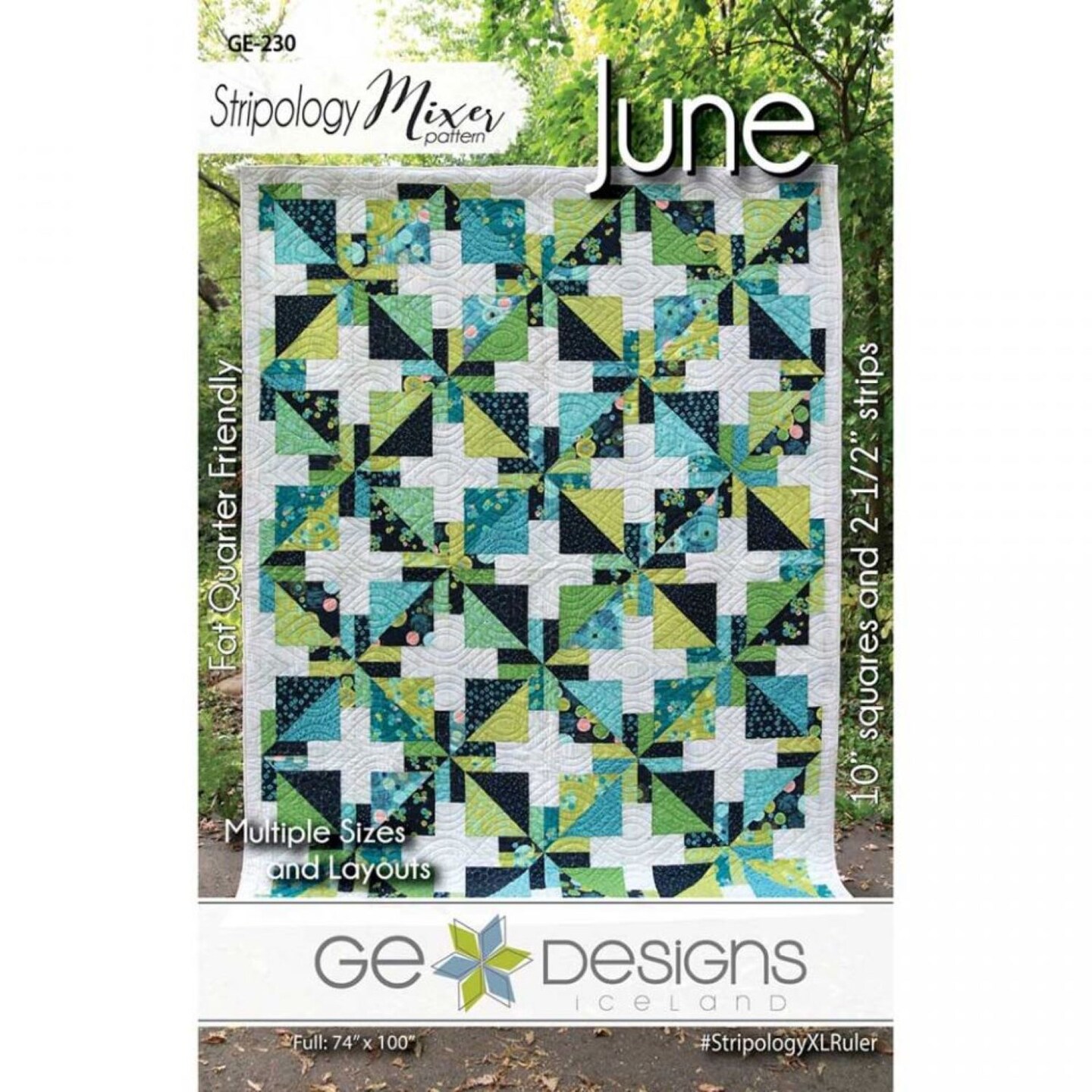 June Pattern Stripology Mixer by GE Designs 4 Sizes Uses 10 In Sq and Strips