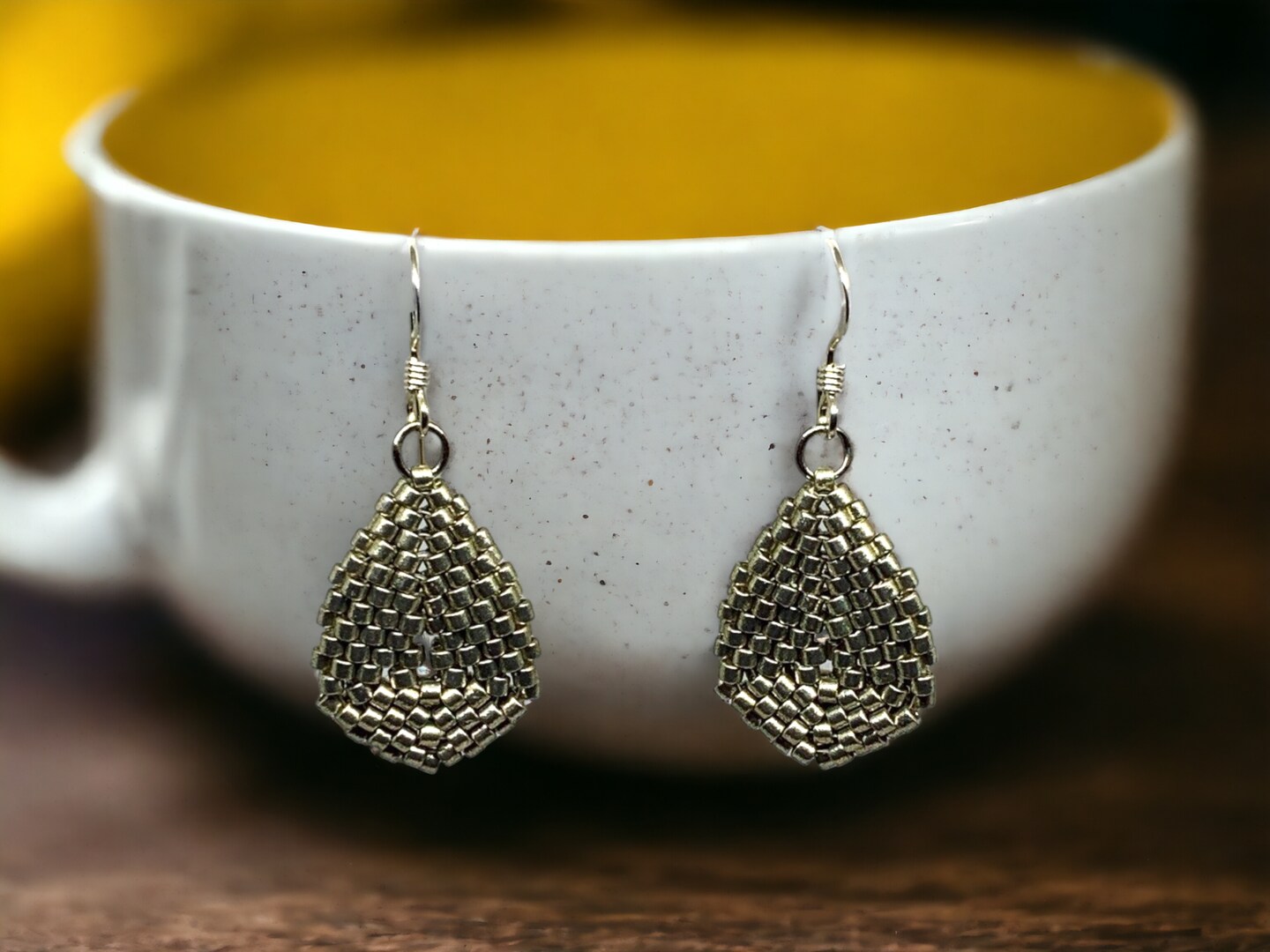 Beaded Drop Earrings - Handmade Peyote Stitch, Lightweight Miyuki