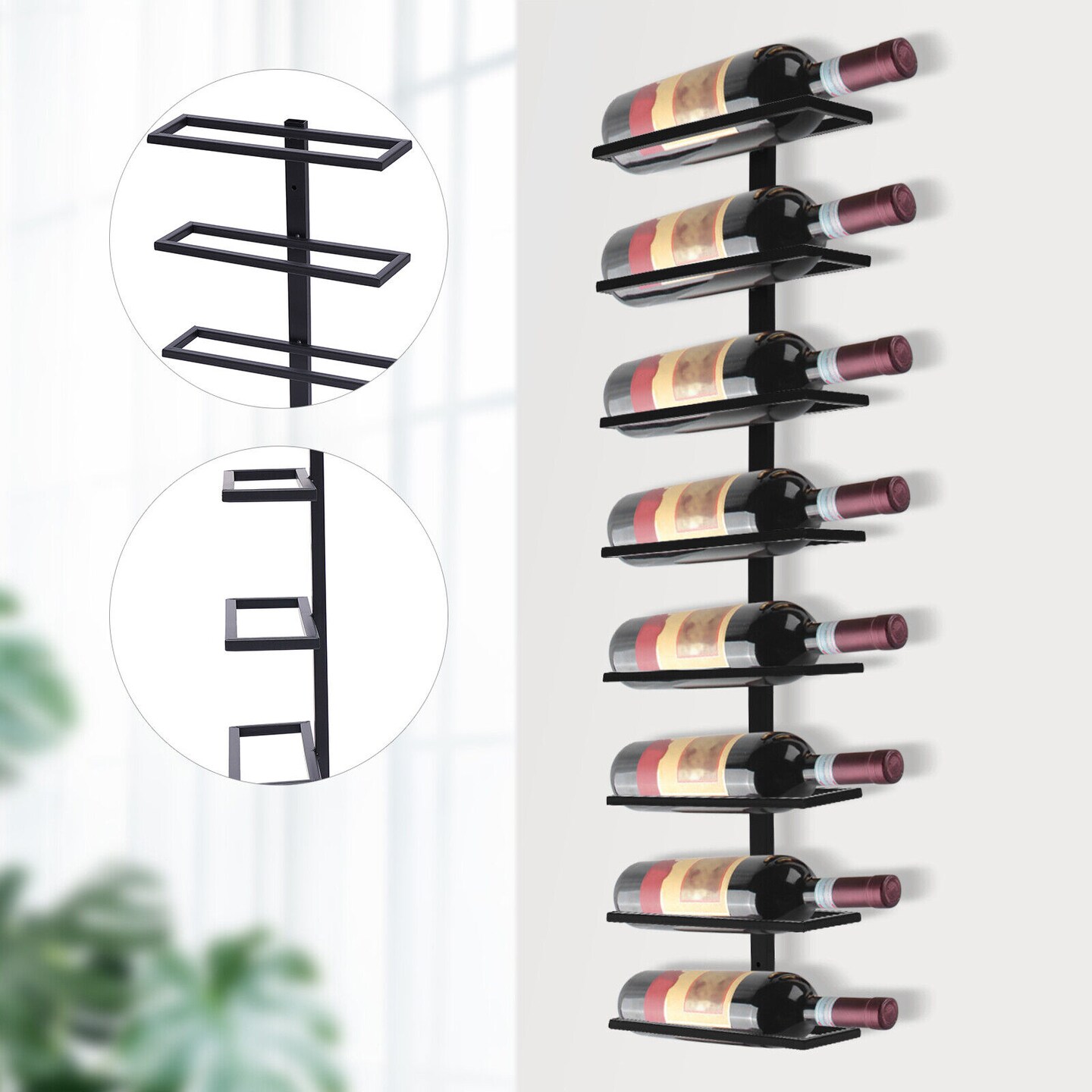 Kitcheniva 8 Bottles Wall Mount Wine Storage Display Rack Holder