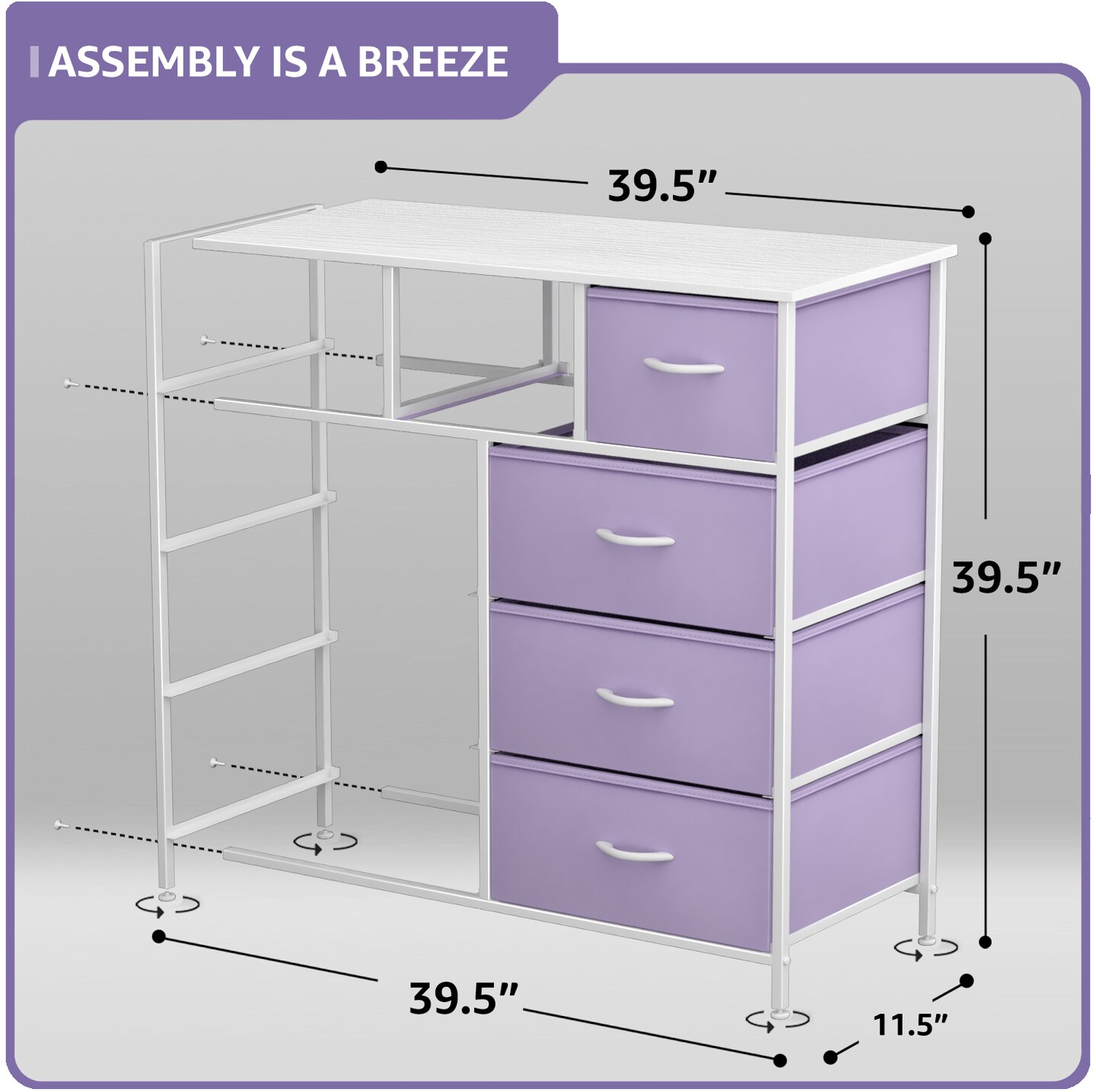 Sorbus Dresser with 9 Drawers - Furniture Storage Chest Tower Unit for Bedroom, Closet, etc - Steel Frame, Wood Top, Fabric Bins