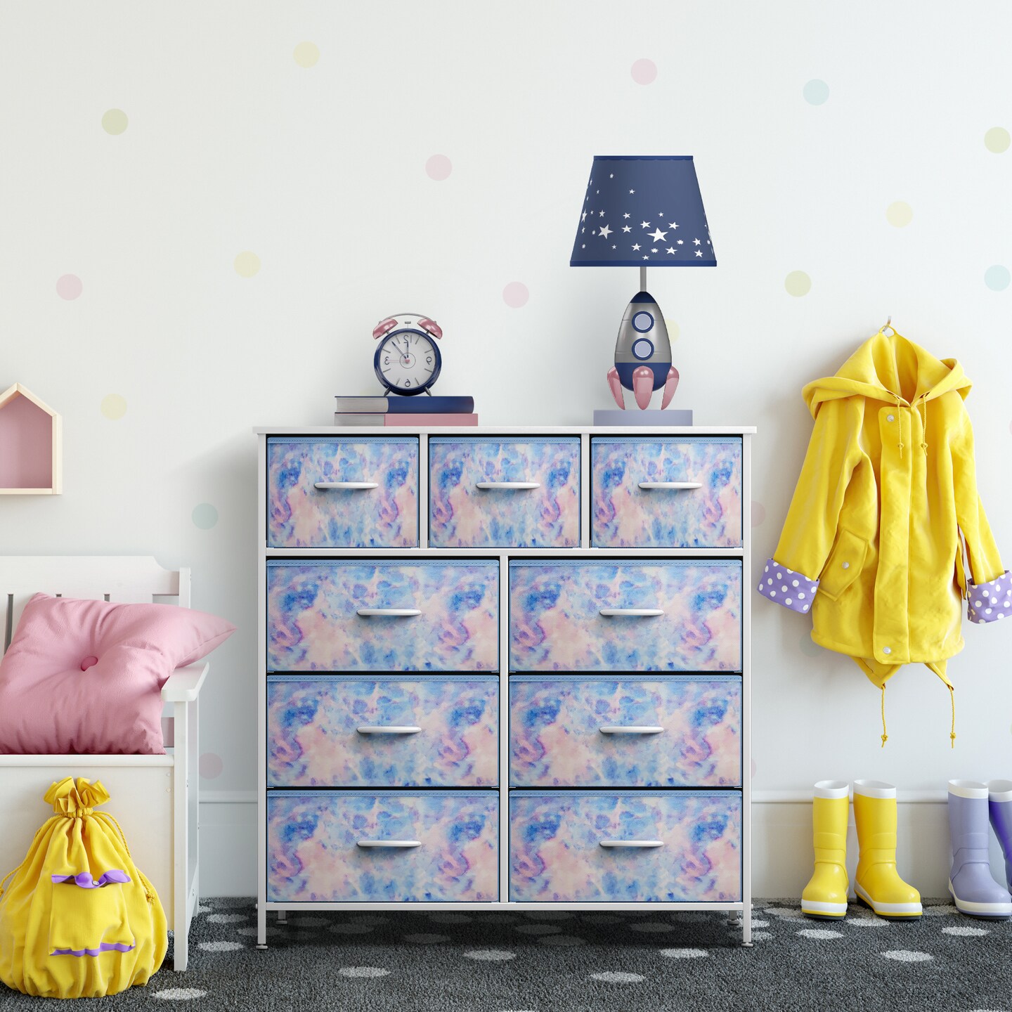 Sorbus Dresser with 9 Drawers - Furniture Storage Chest Tower Unit for Bedroom, Closet, etc - Steel Frame, Wood Top, Fabric Bins
