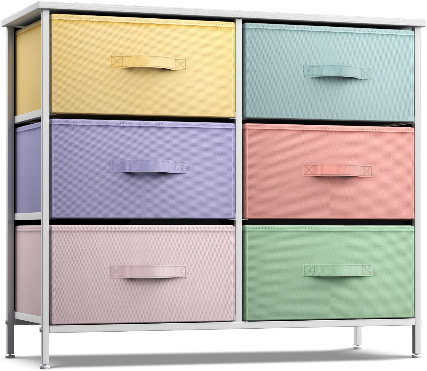 Sorbus 6 Drawers Dresser- Storage Unit with Steel Frame, Wood Top, Fabric Bins - for Bedroom, Closet, Office and more