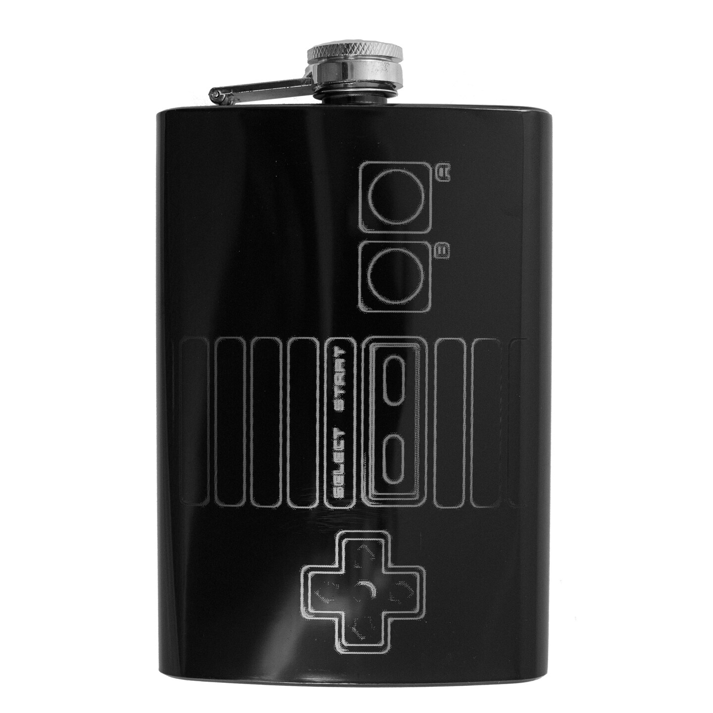 8oz BLACK Controller Flask Laser Engraved 8oz BLACK Controller Flask Laser Engraved