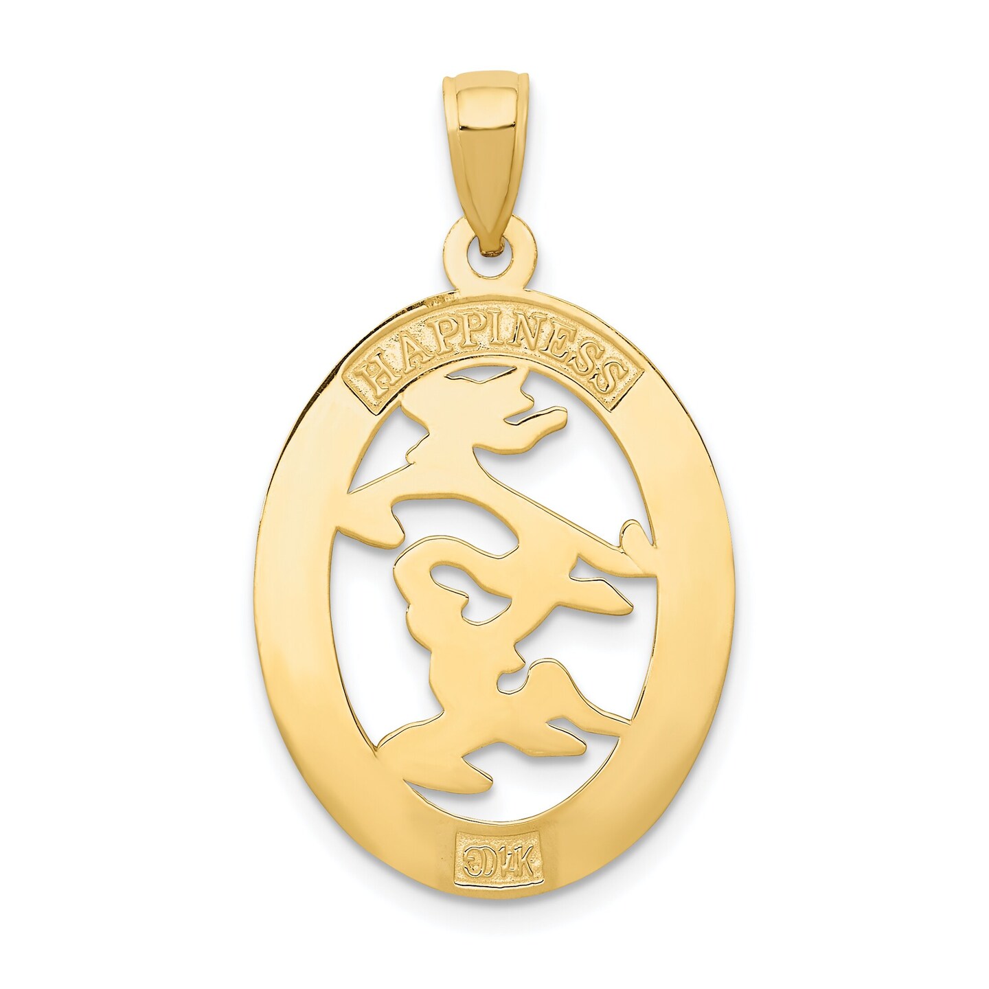 14K Yellow Gold Chinese Happiness Symbol Charm Pendant Jewerly 32mm x 15mm