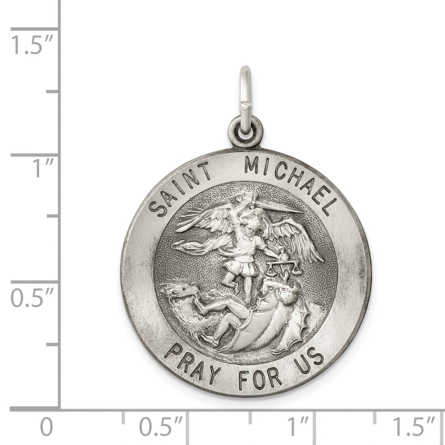 Sterling Silver Antiqued Saint Michael Medal QC3610 