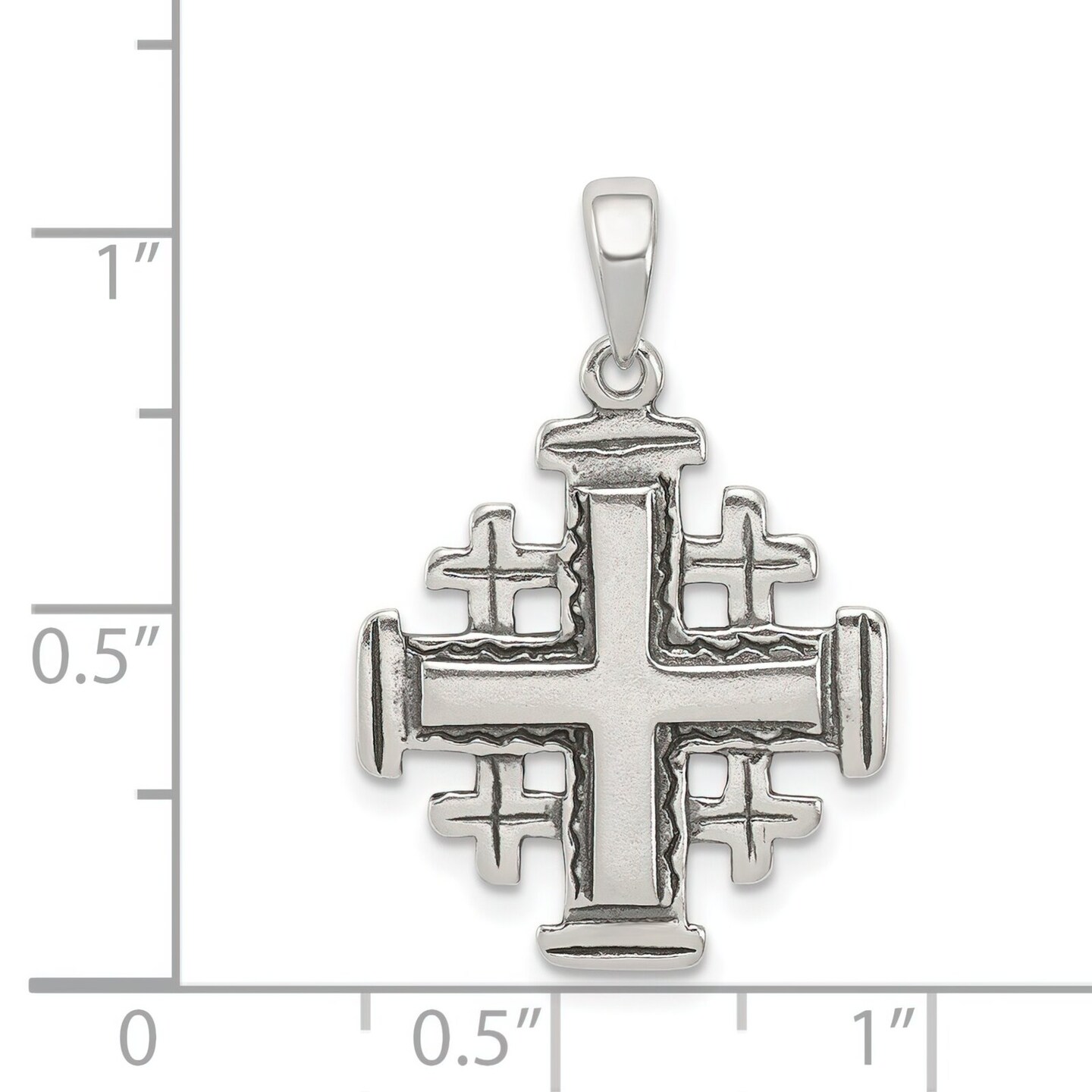 Sterling Silver Jerusalem Cross Charm Jewelry 29mm x 18mm