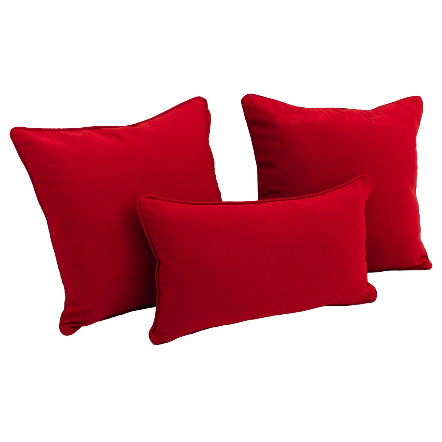 Double-corded Solid Twill Throw Pillows with Inserts (Set of 3) - Red