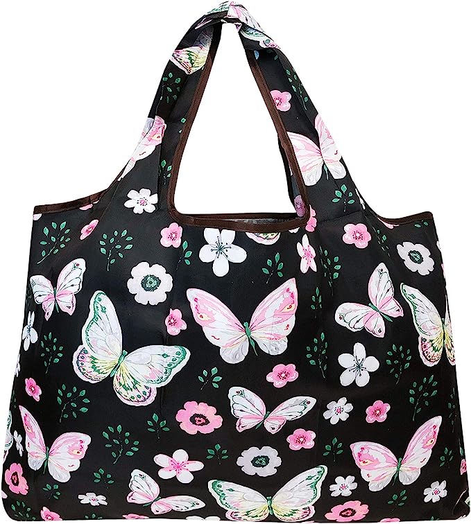 Wrapables Large Foldable Tote Nylon Reusable Grocery Bags, 5 Pack