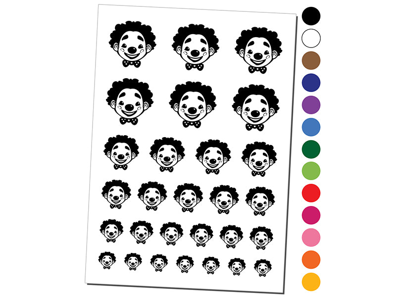 Cute Chibi Circus Party Clown Child Kid Temporary Tattoo Water Resistant Fake Body Art Set Collection