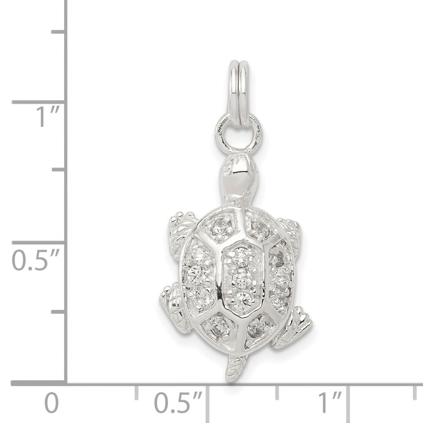 Sterling Silver Turtle Charm Pendant Reptile Jewelry 23mm x 14mm