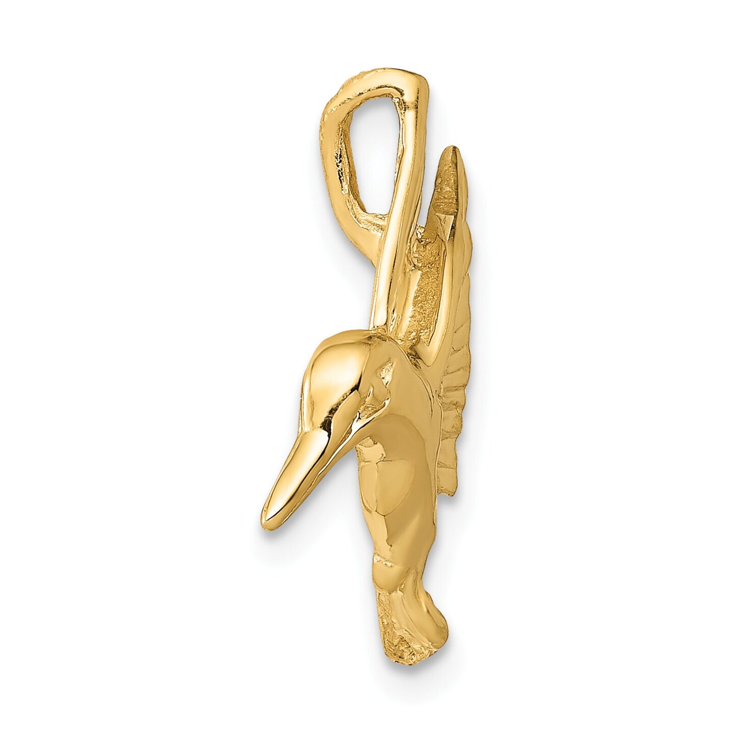 14K Yellow Gold Hummingbird Slide Pendant Jewelry 19.2mm x 20.3mm