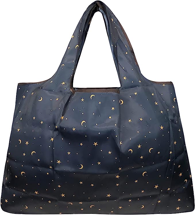 Wrapables Large Foldable Tote Nylon Reusable Grocery Bags, 5 Pack