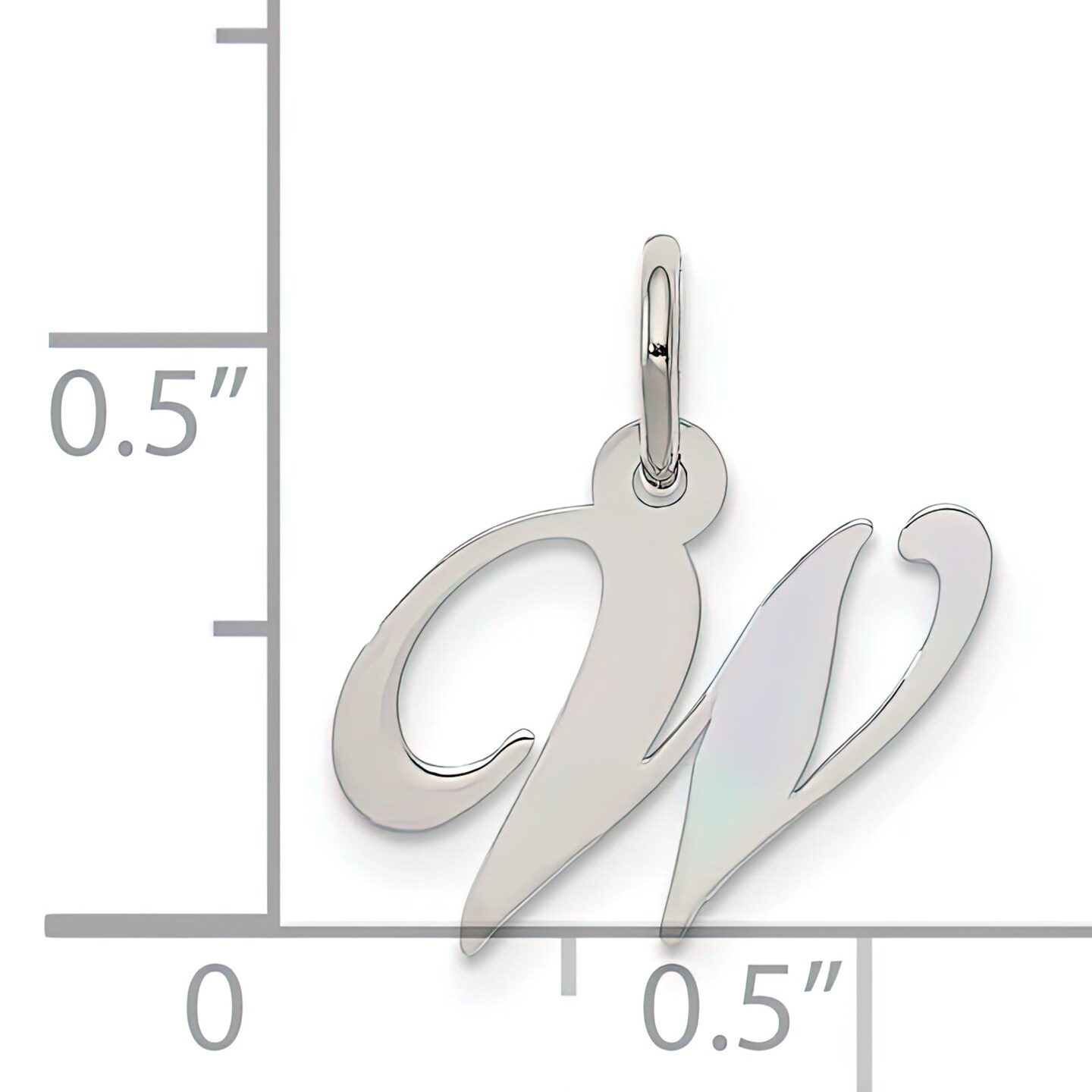 Sterling Silver Small Script Initial Letter W Charm Jewerly 16mm x 10mm