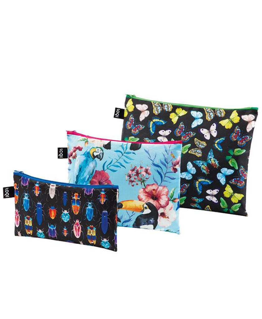 LOQI WILD Insects, Bird, Butterflies Zip Pockets