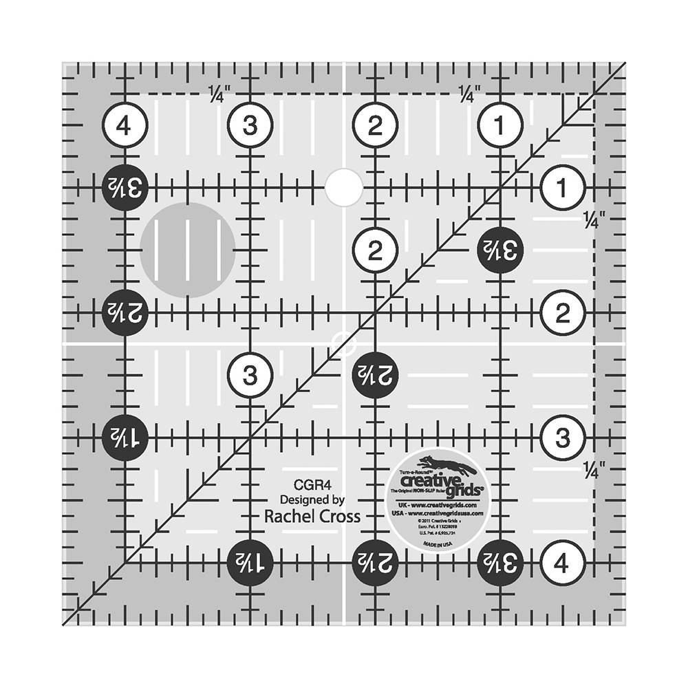 Creative Grids Quilting Ruler 4-1/2 Square (Left-Handed)