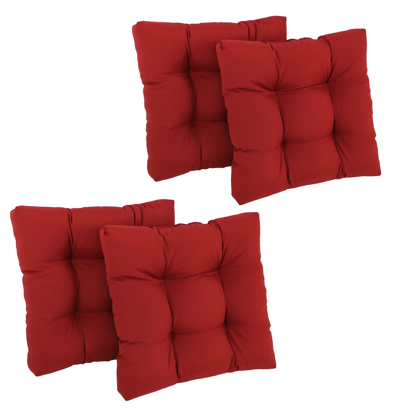 19-inch Squared Twill Tufted Dining Chair Cushion (Set of Four) - Ruby Red