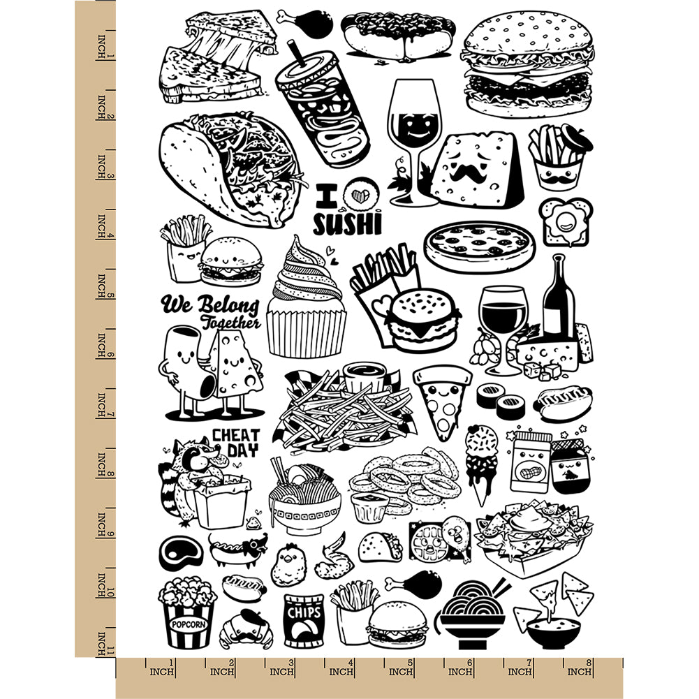 Temporary tattoos set Fastfood. 18 ice cream, taco, pizza and more body  stickers - Ducky Street