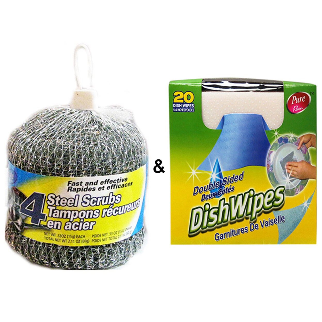 Purest Steel Scrubs by and Dish Wipes Double Sided 20 Wipes by Pure Kleen