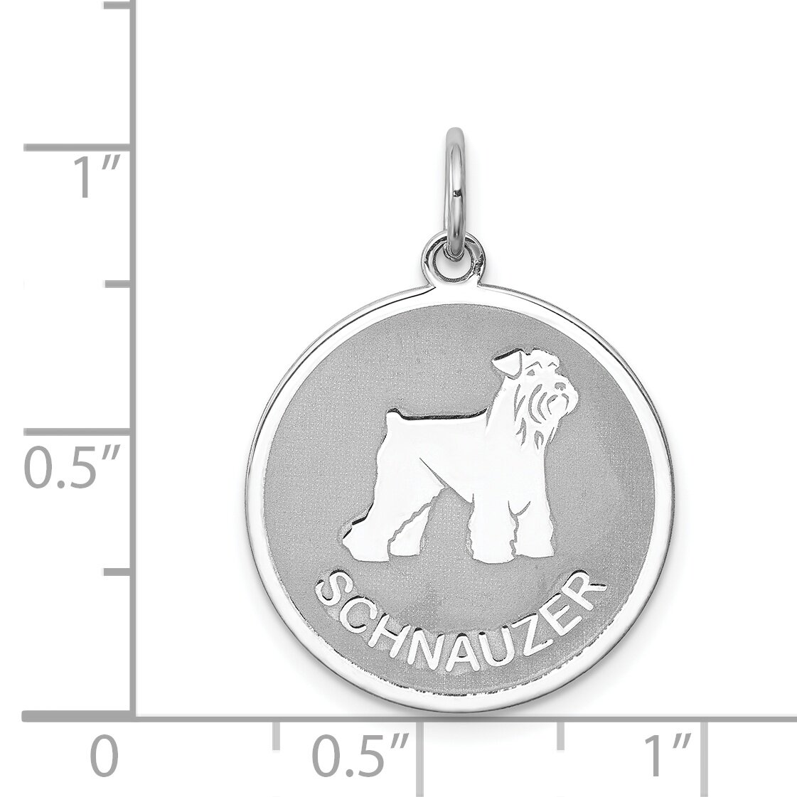 Sterling Silver Schnauzer Disc Charm Pendant Jewelry 26mm x 19mm