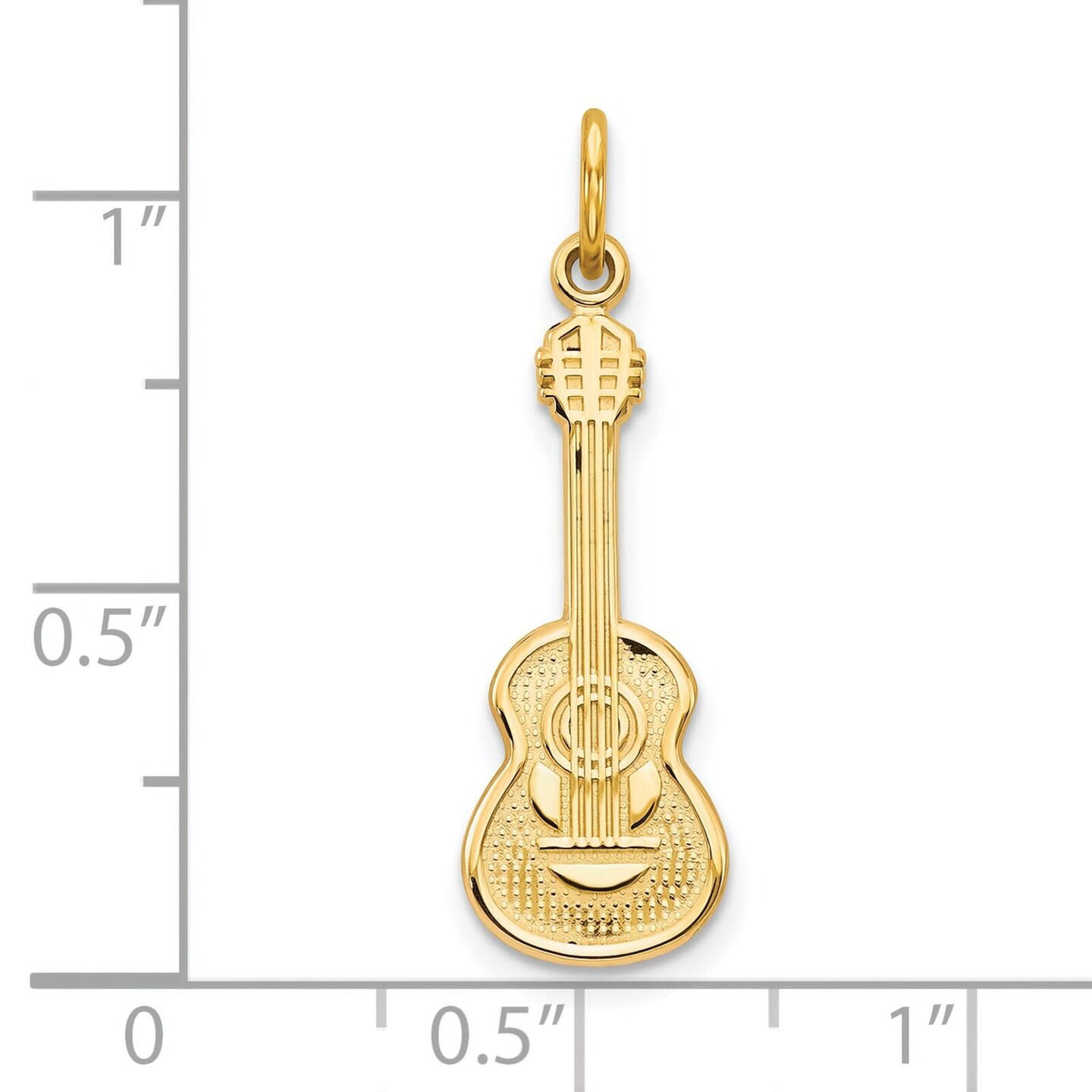 10K Gold Acoustic Guitar Charm Music Pendant Jewelry 28mm x 19mm