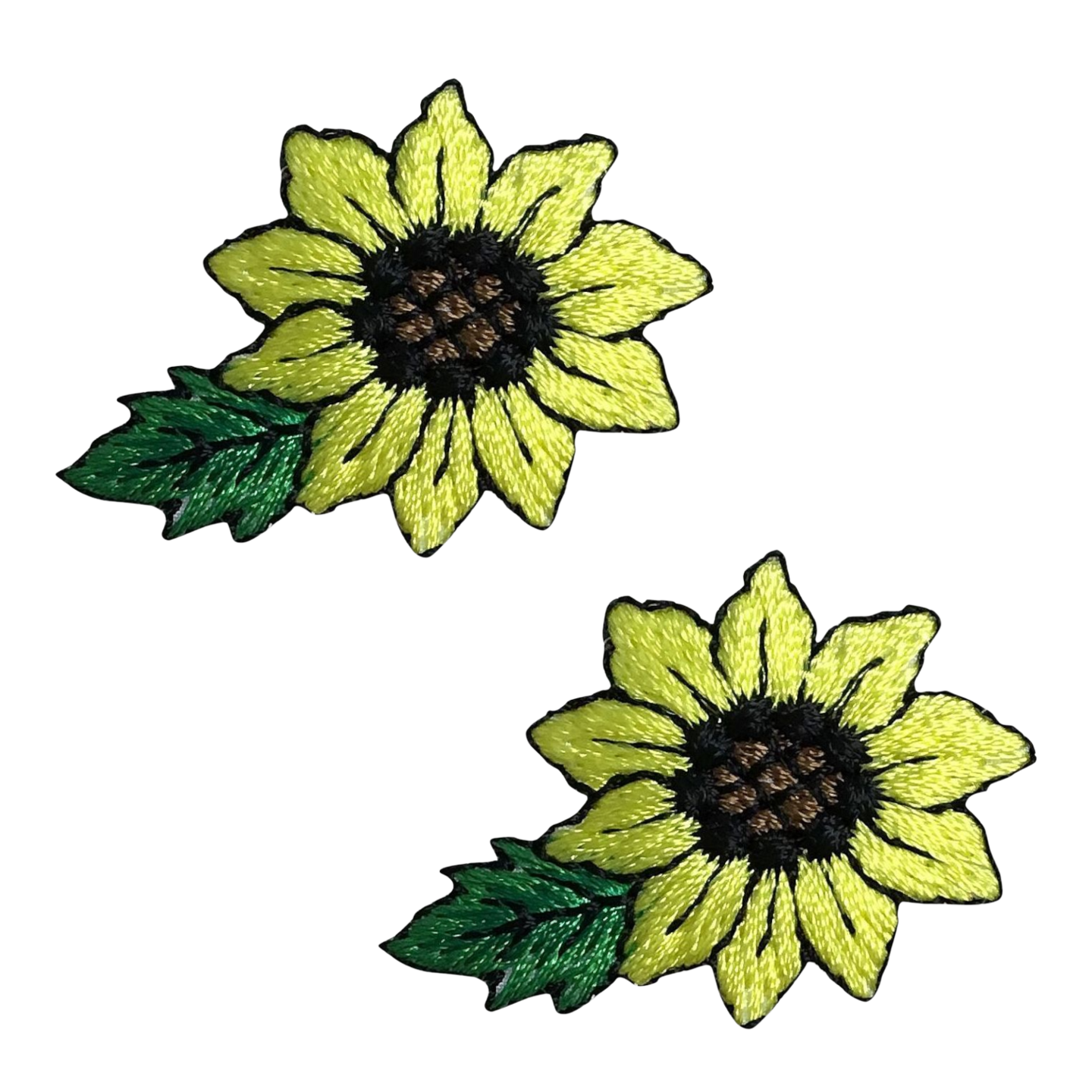 Set of 2, Sunflower, Flowers, Embroidered, Iron on Patch