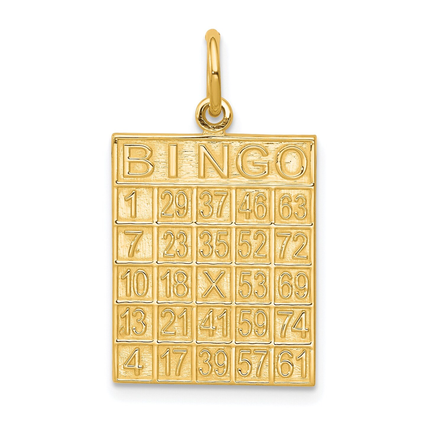 10K Yellow Gold Bingo Card Charm Polished Jewelry New 25 X 15mm