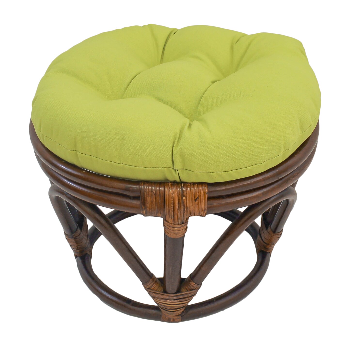 18-inch Round Solid Twill Tufted Footstool Cushion - Mojito Lime
