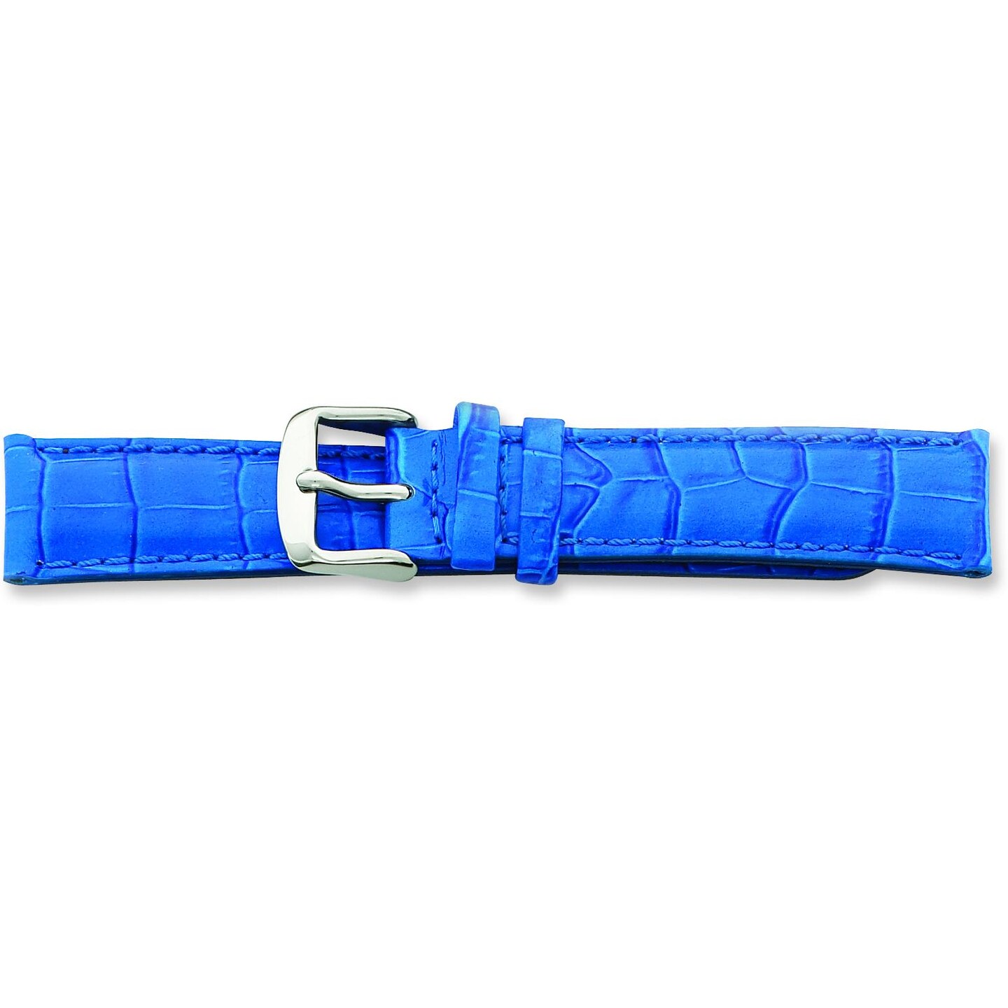 De Beer Blue Crocodile Grain Leather Watch Band (22 To 24Mm)