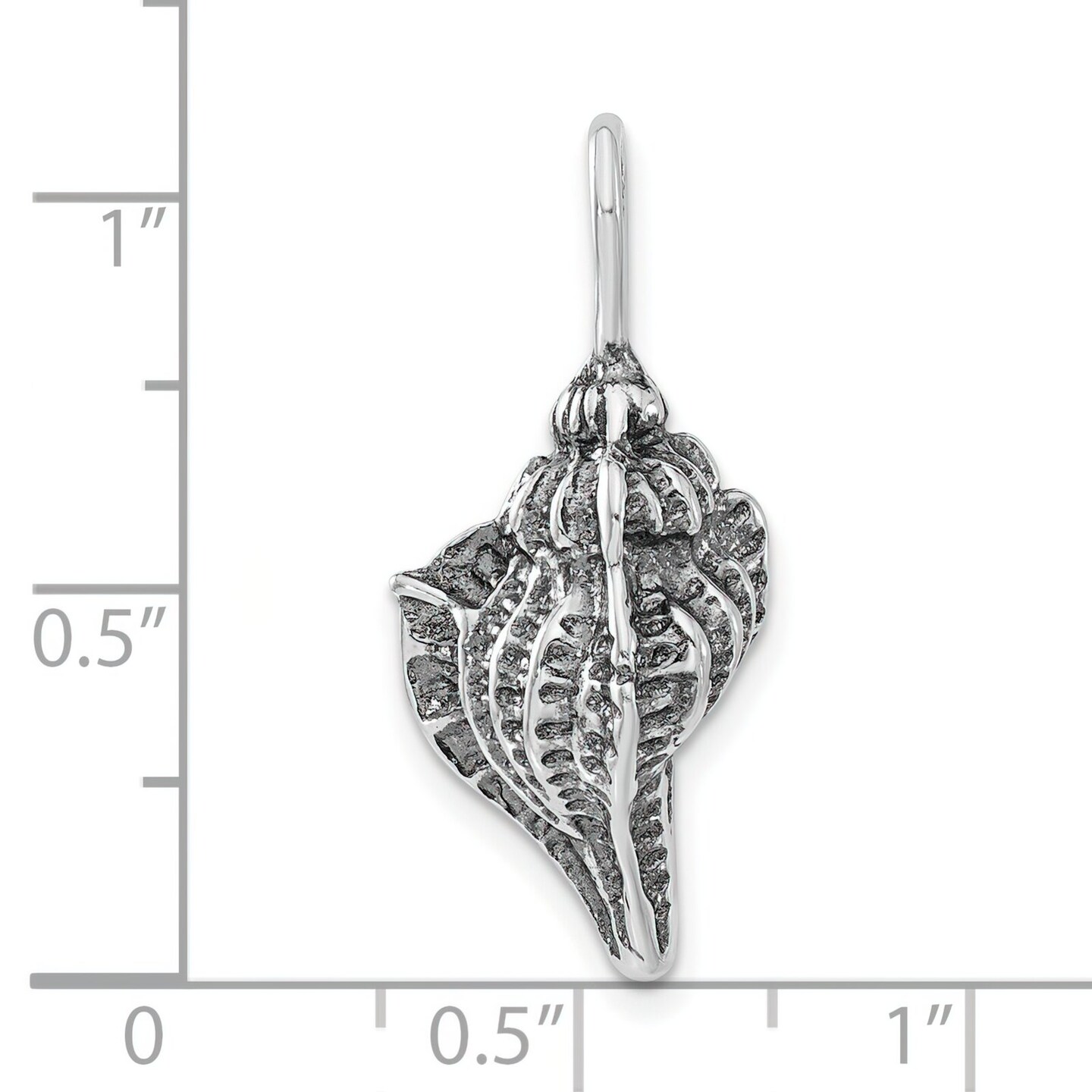 Sterling Silver Antiqued Conch Shell Pendant Charm Jewerly 32mm x 14mm