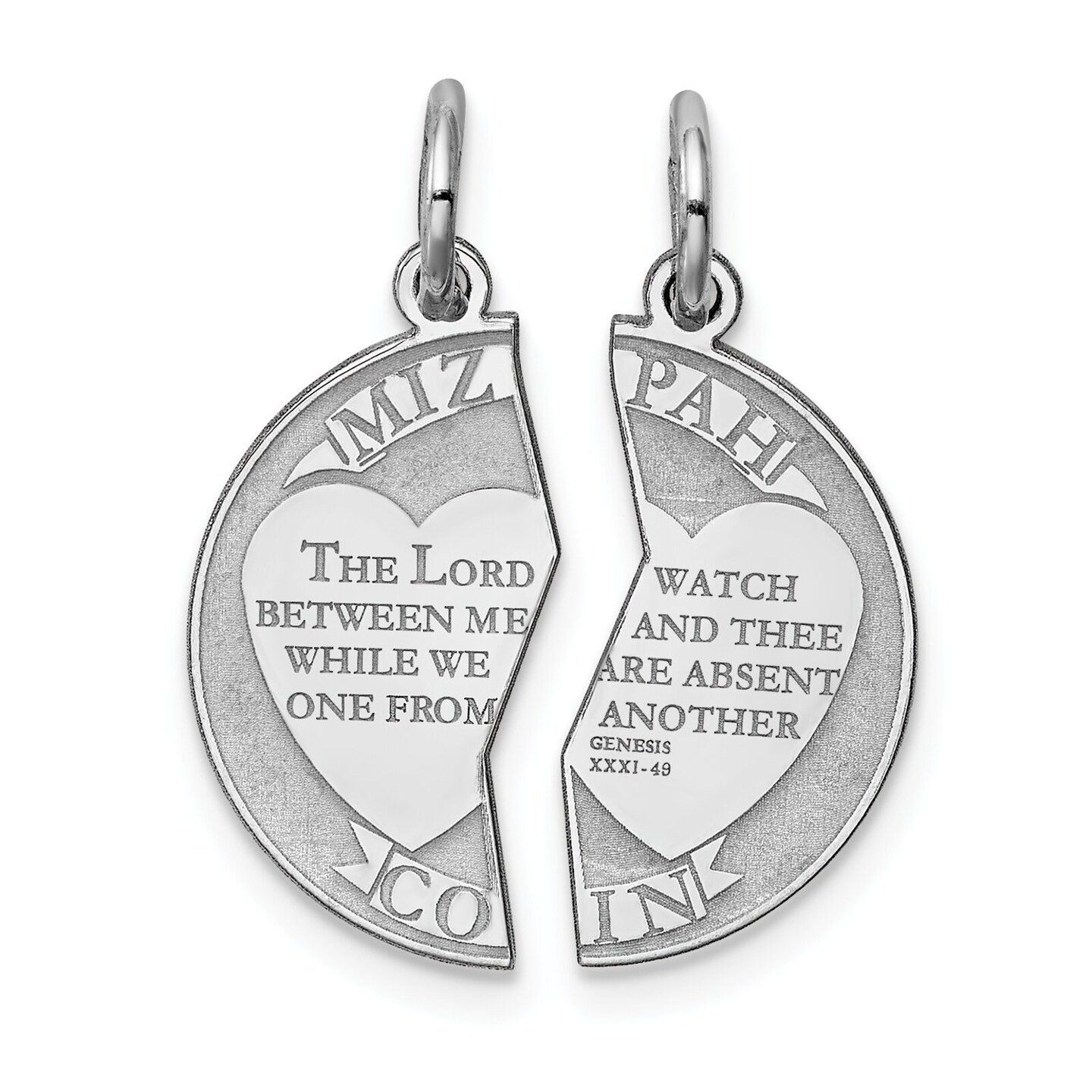 Sterling Silver Mizpah Charm Jewerly 21mm x 9mm