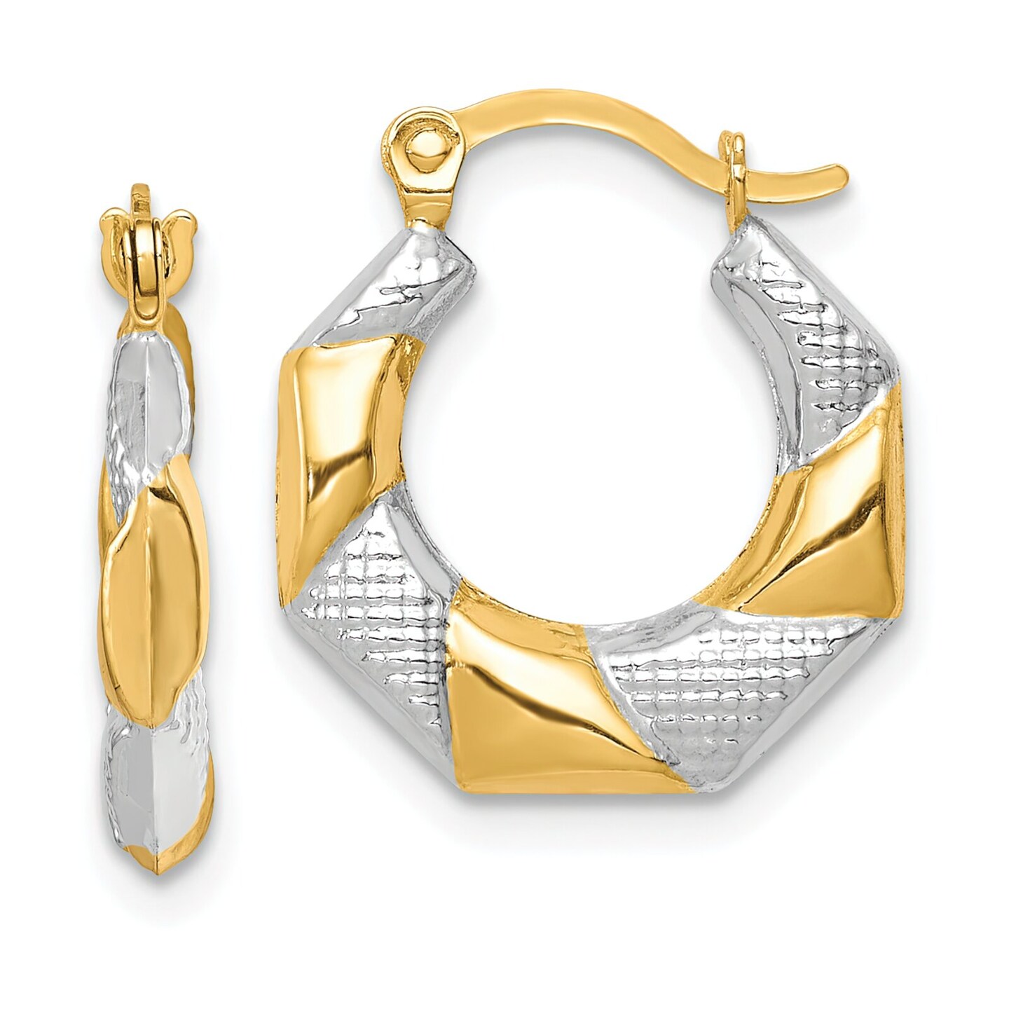 Concerto 26mm Crossover Hoop Earrings In 2-tone Yellow And White 10k Gold |  Southcentre Mall