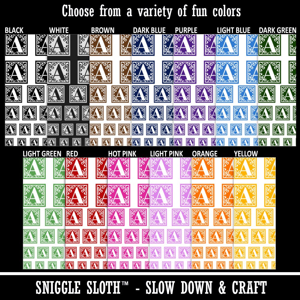 Monogram Swirls Capital Letter A Temporary Tattoo Water Resistant Fake Body Art Set Collection