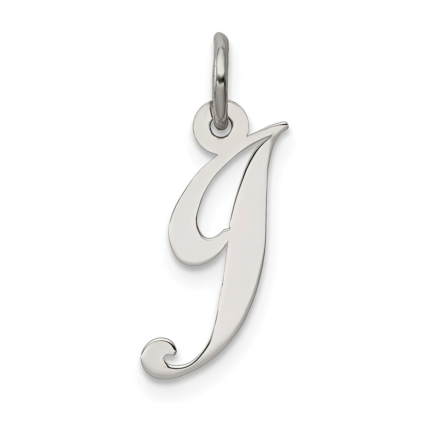 Sterling Silver Small Script Initial Letter J Charm Jewerly 16mm x 10mm