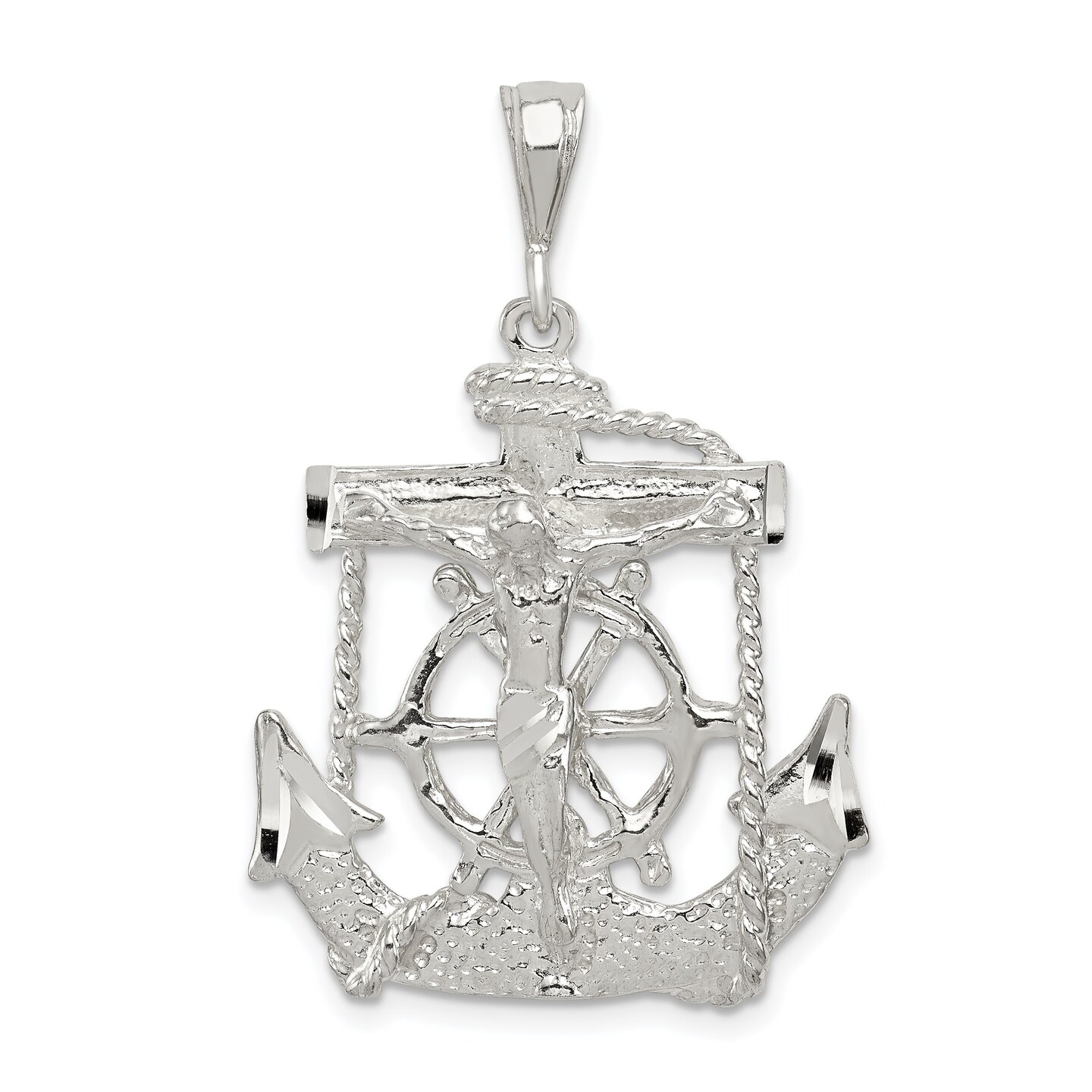 Sterling Silver Mariners Cross Pendant Charm Jewelry 38mm x 24mm