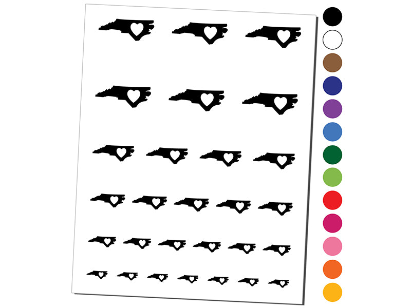 North Carolina State with Heart Temporary Tattoo Water Resistant Fake