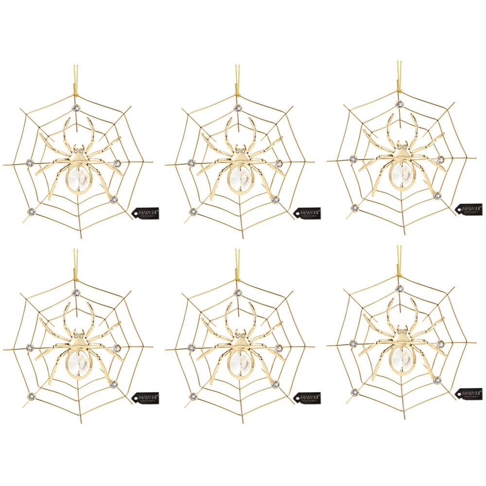 Lot Of (6) Matashi 24K Gold Plated Crystal Studded Lucky Spider Hanging