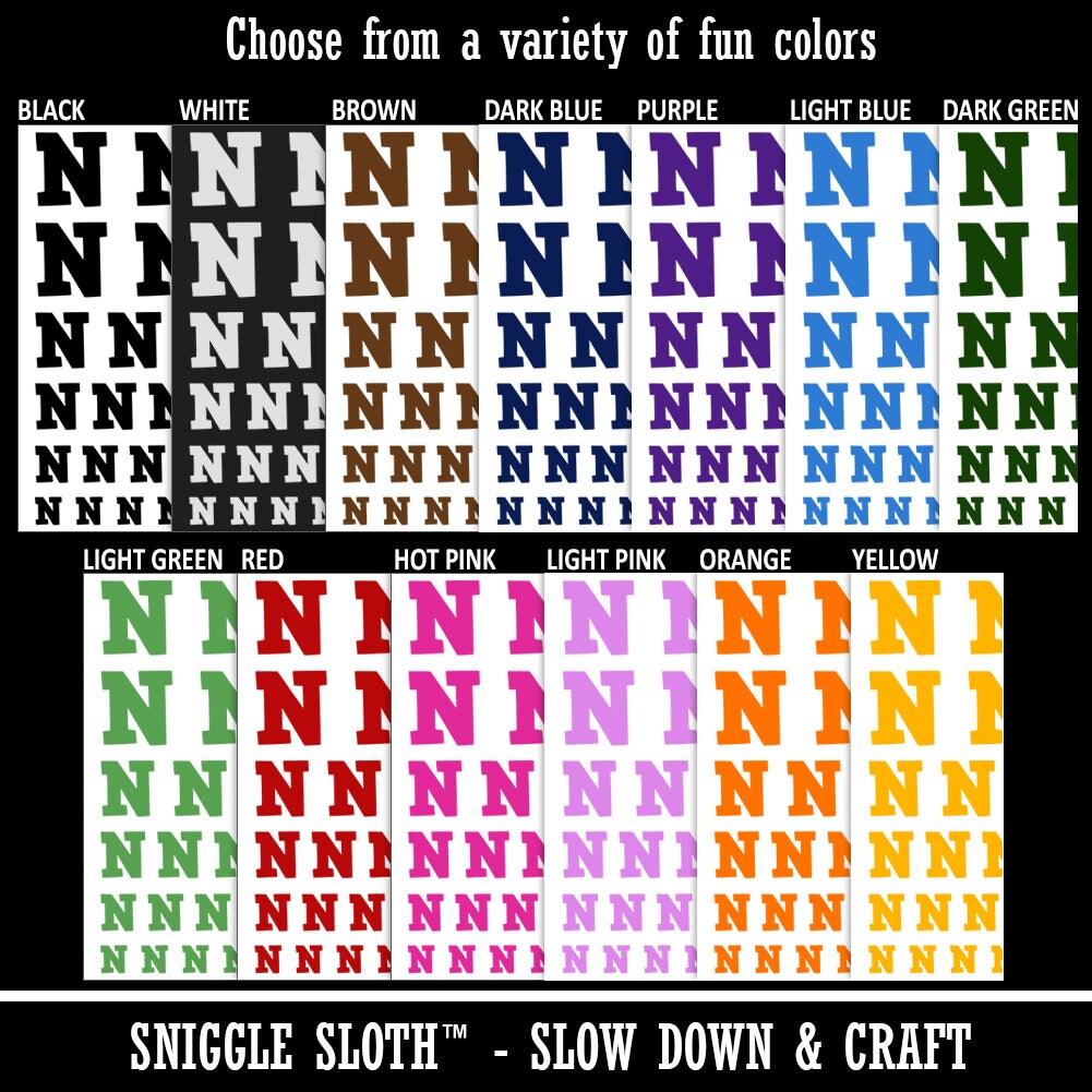 Letter N Uppercase Fun Bold Font Temporary Tattoo Water Resistant Fake Body Art Set Collection